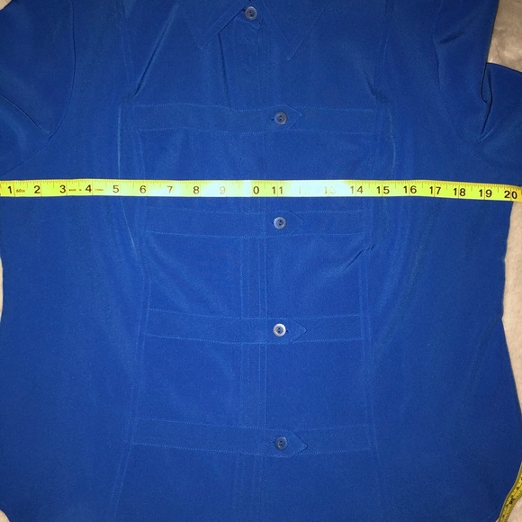 Kathy Che Blouse Bright Blue Front Detail Top - Picture 7 of 9